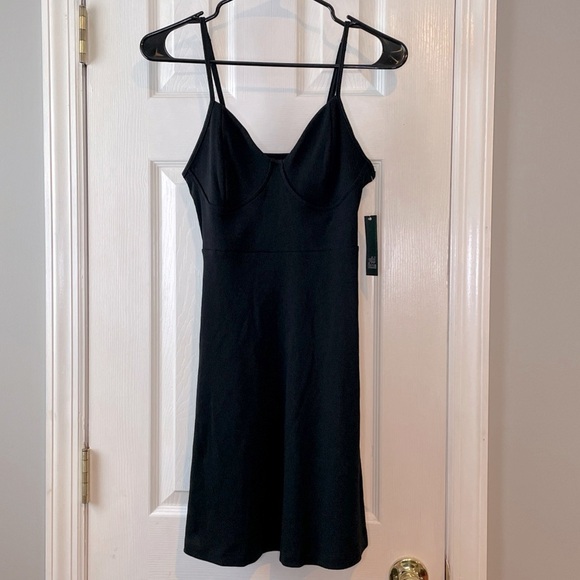Target Dresses & Skirts - New Wild‎ Fable Black Dress S Ribbed Skater Knit Sweetheart Neck Goth Stretchy